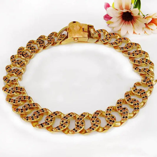 Collier pour Chien avec Anneau de Cou en Chaîne de Diamant et Design Lumineux Miroir Boutique Ecom